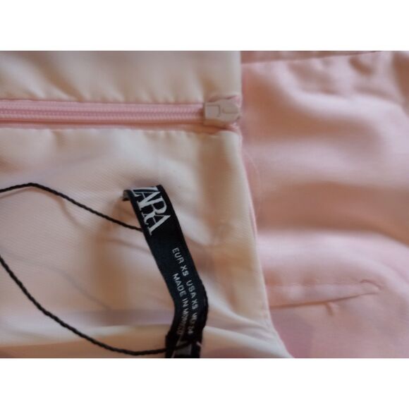 Zara NWOT Women's Size XS Pink Satin Fitted Mini Dress - Picture 6 of 7